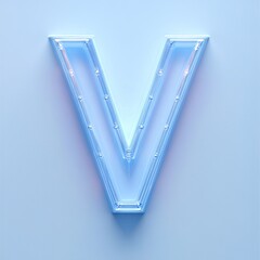 Light blue, glossy letter V