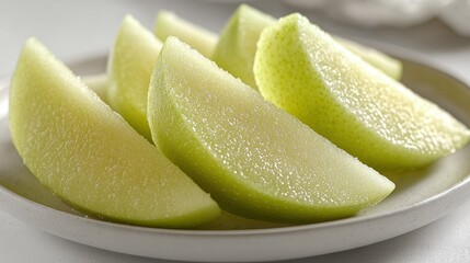 Light green apple slices on a plate