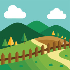 hills-with-wooden-fences.eps