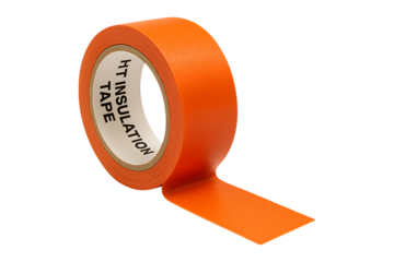 Orange Electrical Insulation Tape Roll Unwrapped Isolated on a Transparent Background