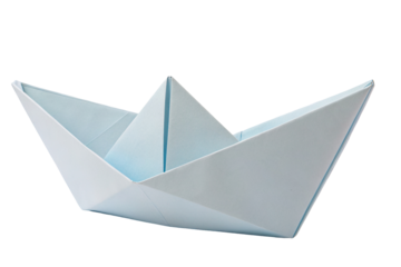 Origami paper boat on transparent background