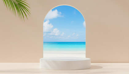 Minimalist Summer Product Podium with Soft Lighting.