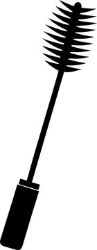 A mascara wand with long eyelashes acting like a broom silhouette vector black white background