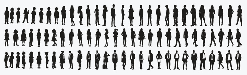 people silhouette set man woman silhouettes crowd of people