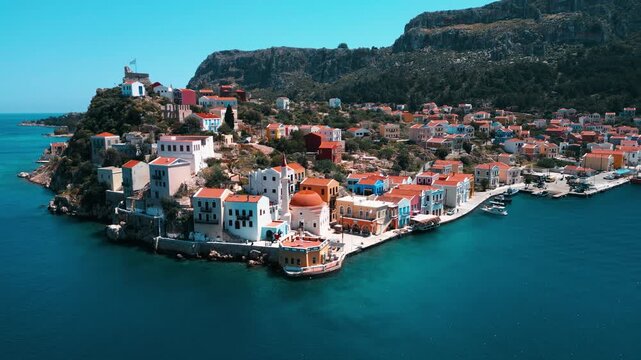 Aerial view of Kastellorizo (Megisti Island) in Greece