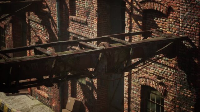 The old brick factory stands in disrepair, with crumbling walls and unusable structures highlighting its neglect.