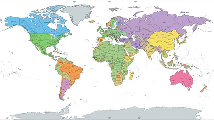 Fototapeta premium Detailed political map of the world with borders and countries.