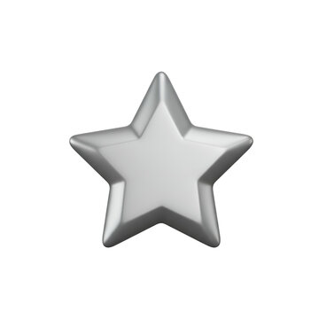 Silver Star Icon Isolated on White.