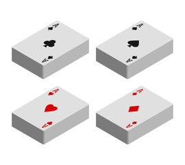 Deck of cards. Set of playing cards. Vector 3D illustration isolated on white background.