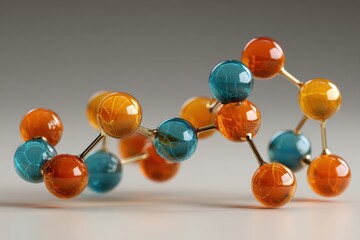 Detailed representation of a realistic molecule model showcasing vibrant colored atoms and bonds in a scientific context
