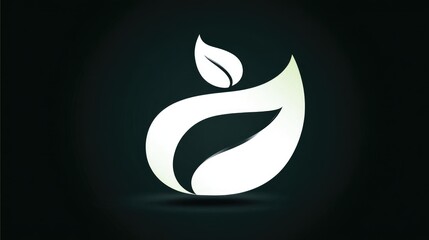 Obraz premium Minimalist Leaf Logo Design on Dark Background.