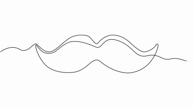Moustache icon continuous one line drawing single art fashionable men's style barbershop, Single contour movement of a mustache. Continuous video with one line illustration.
