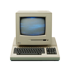 Vintage beige computer with keyboard and monitor