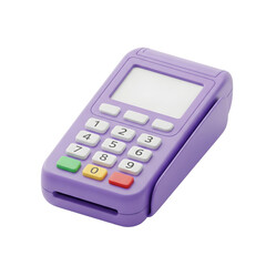 Vibrant purple payment terminal with keypad and screen