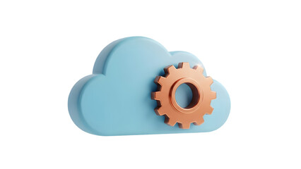 Cloud icon with gear isolated on transparent background