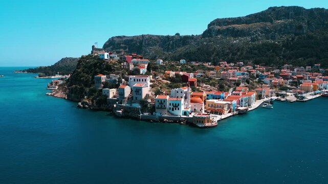 Aerial view of Kastellorizo (Megisti Island) in Greece
