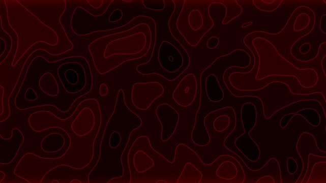 Abstract Dark Red Topographic Background with Vivid Maroon Contour Lines and Fluid Organic Curves Pattern