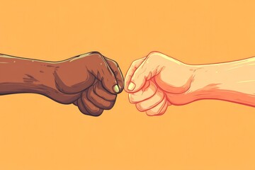 Two diverse people fist bump cooperation concept
