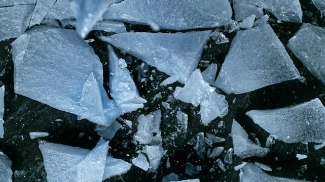 Super Slow Motion Shot of Ice Breaking at 1000 fps.