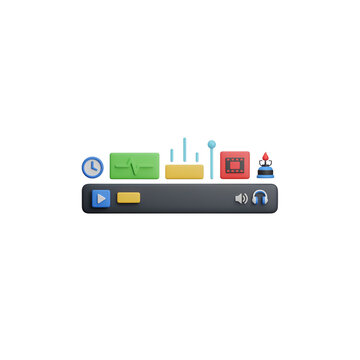 Computer icons on a toolbar interface.
