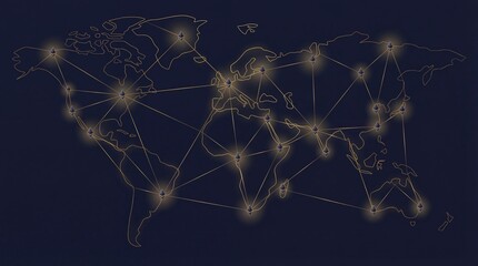 Global connections and international network on a world map