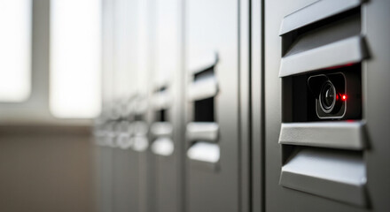 更衣室のロッカーに隠された隠しカメラとコピースペース