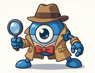 Cute Blue Detective Monster Investigator