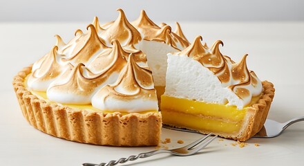 Lemon meringue pie with golden topping