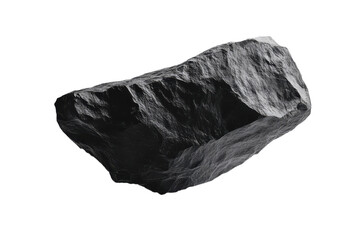 Rough black stone resembling meteor isolated on transparent background
