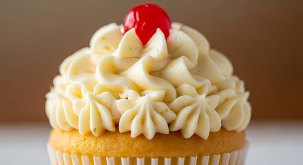 Delightful vanilla cupcake with cream frosting