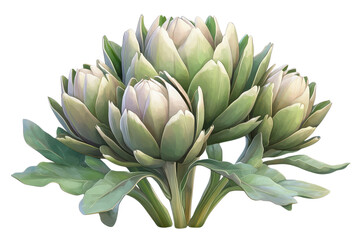 Set of artichokes isolated on transparent background