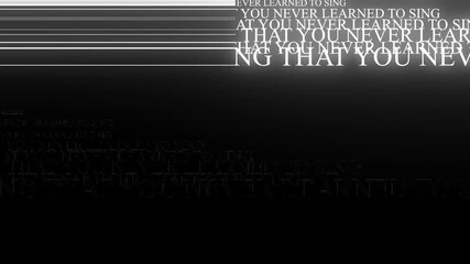 Abstract Kinetic Typography Motion Background with Glowing White Text and Horizontal Glitch Lines on Black - Powered by Adobe