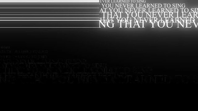 Abstract Kinetic Typography Motion Background with Glowing White Text and Horizontal Glitch Lines on Black
