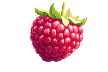 Juicy raspberry isolated on transparent background