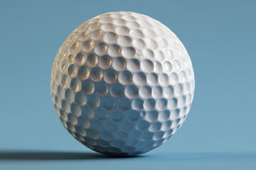 High-resolution render of a golf ball showcasing its dimples against a blue background, emphasizing detail and texture relevant to sports equipment