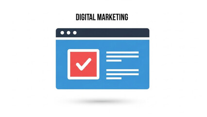 Fototapeta premium A digital marketing webpage with a checkbox and text, illustrating a modern online advertisement on a clean white background from a straightforward viewpoint