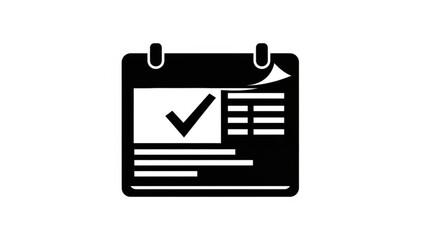 A checked calendar page with a turned page graphic illustration