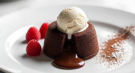 Chocolate lava cake with vanilla ice cream