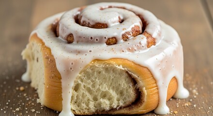 Delicious cinnamon roll with icing