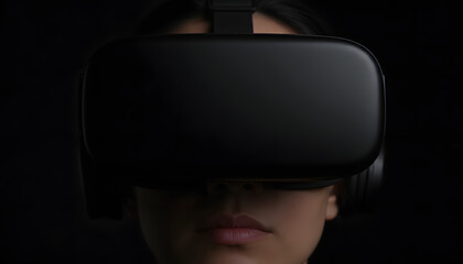 Woman Immersed in Virtual Reality Headset: Exploring Digital Worlds and Future Technology Experiences