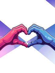 Hands forming heart shape as symbol of youth unity and support