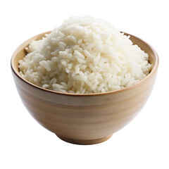 Cooked White Rice in Wooden Bowl
