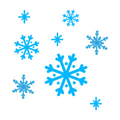 Simple snowflake icon set for Christmas and Happy New Year decor, winter holiday decoration.