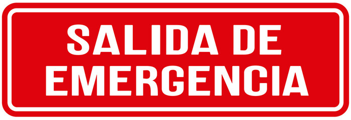 A red door sign with the words : emergency exit
