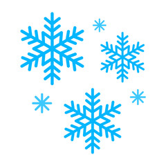 Simple snowflake icon set for Christmas and Happy New Year decor, winter holiday decoration.