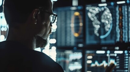 Person analyzing data screens