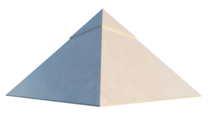 Isolated shape of geometric pyramid element, angular structure, minimalist design object