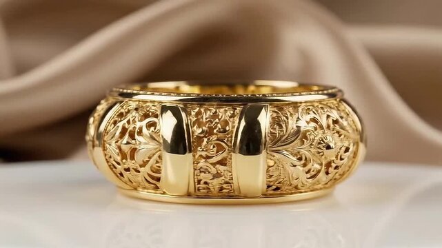 Intricate gold bangle bracelet