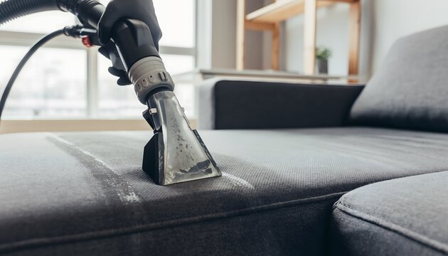 Thorough upholstery cleaning process using a specialized machine to deep clean and refresh dirty sofa fabric