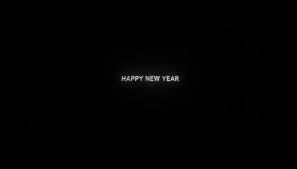 Elegant Glowing Happy New Year Text on Minimalist Dark Background